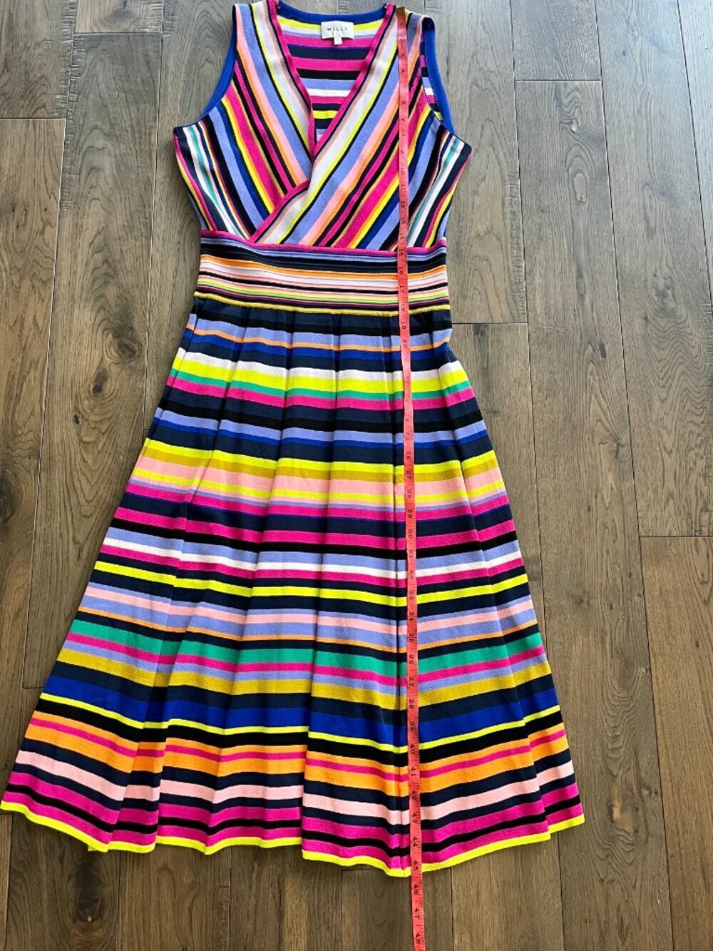Milly Striped Surplice Sleeveless Midi Dress Multicolor Size L Designer - Picture 6 of 8
